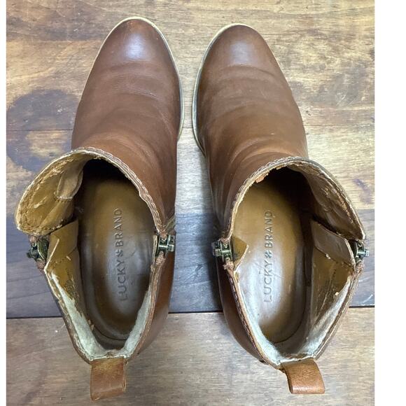 Fossil Basel Leather Ankle Boots Bootie Women's Size 6 1/2 Toffee Side Zipper - Picture 4 of 14